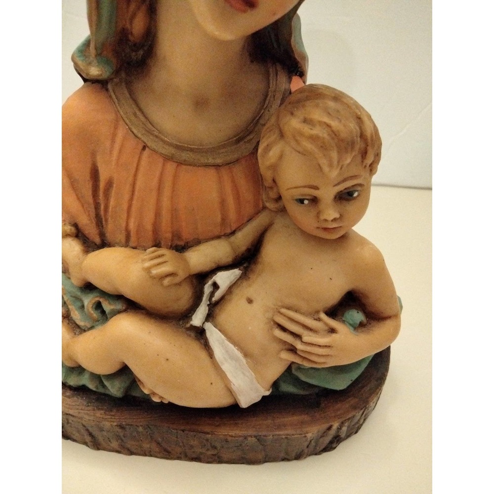 R R made in Italy Blue Madonna and Jesus Ceramic Figurine  7" tall - Picture 8 of 8